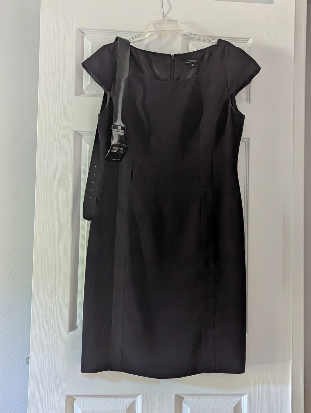 Tahari Deep Purple Cap-Sleeve Sheath Dress with Belt